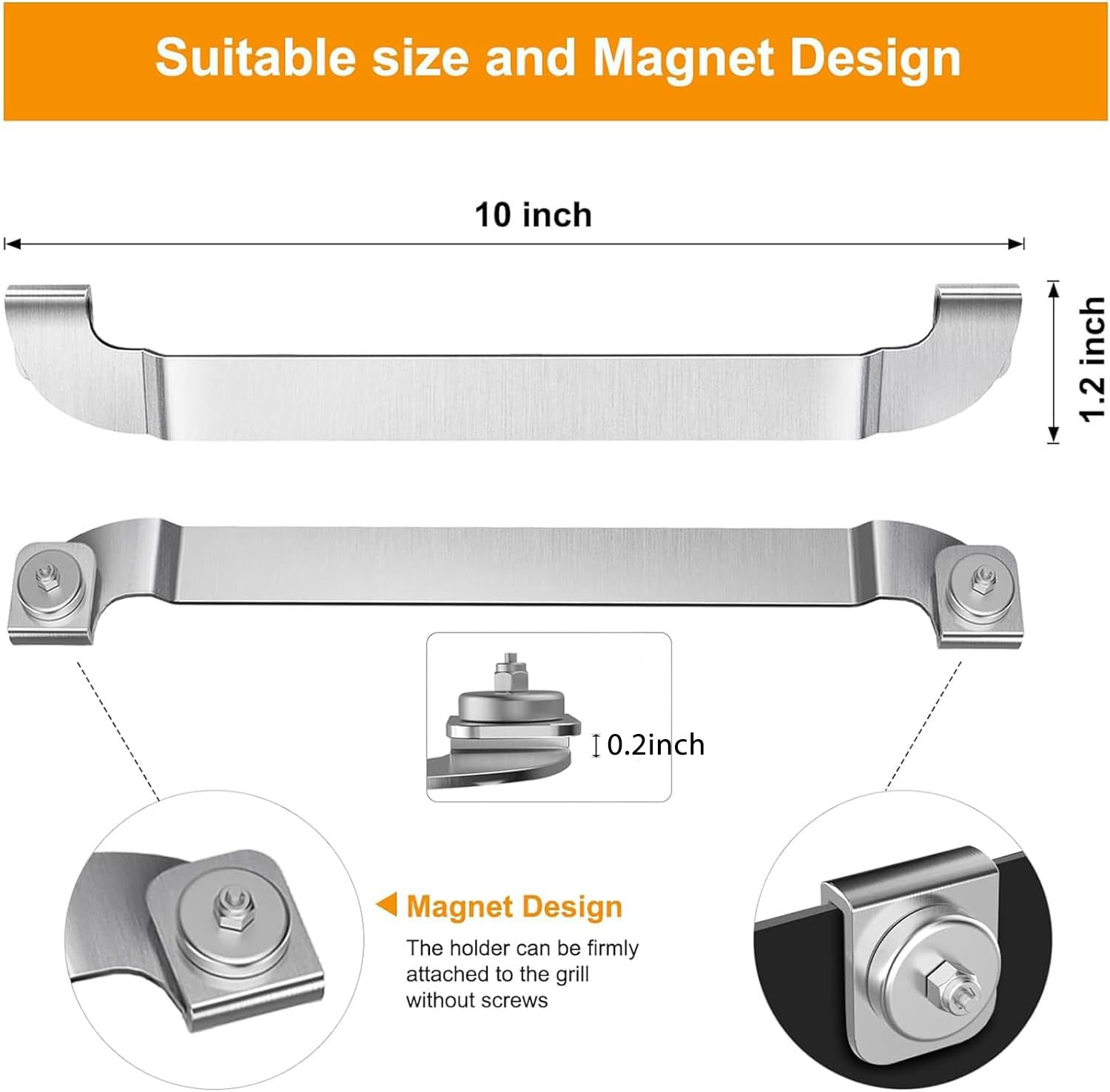 10 Inch Griddle Spatula Holder Magnetic Design, Stainless Steel Grill Barbecue Tool Rack, Griddle Accessories For Blackstone Fla